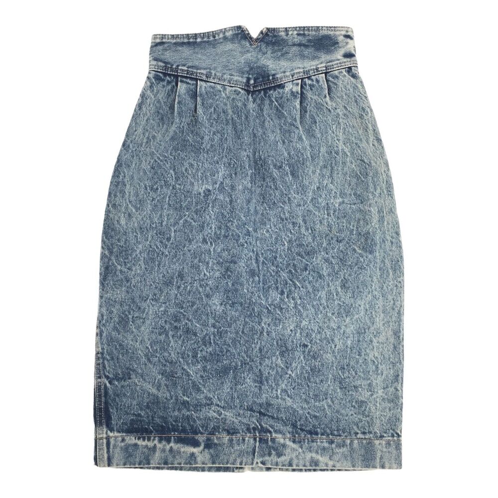 Vintage 80s Zena High Rise Acid Wash Denim Pencil Skirt Size 5 Womens Blue Jean